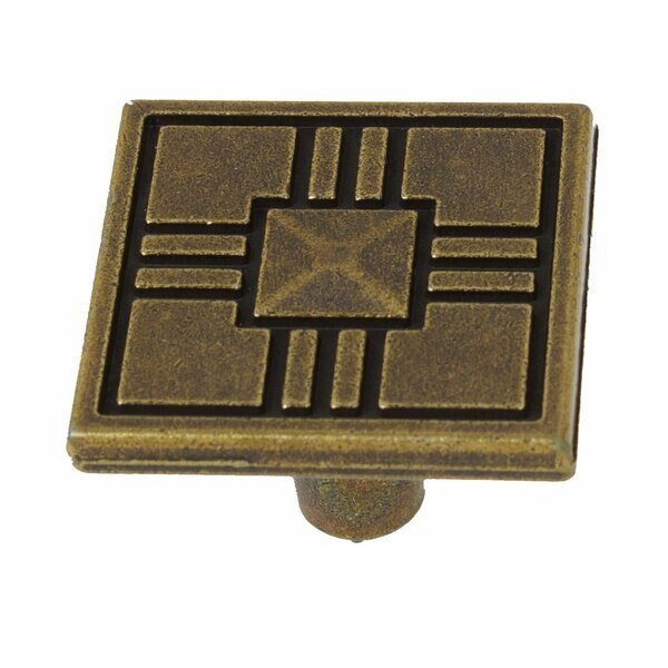 1-1/4 in. Antique Brass Square Cabinet Knob, 5PK, Gliderite Hardware, Mfr#: 82929-AB-5